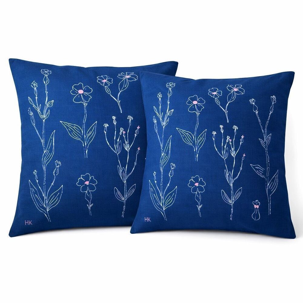 IKEA ÅKERNEJLIKA 20x20 Blue Floral Pillow Covers 2-Pack NWT